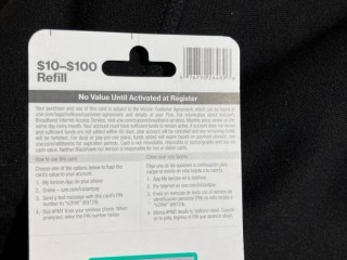 Verizon Refill card